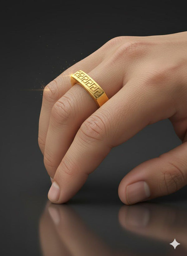 Men's Ring Golden & Black Colour